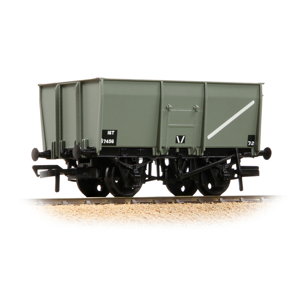 Branchline 37-450C 16T Steel Slope-Sided Mineral Wagon Rivetted Doors BR Grey OO - Gauge