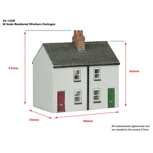 Scenecraft - 42-125X Rendered Workers' Cottages - 1:148 Scale