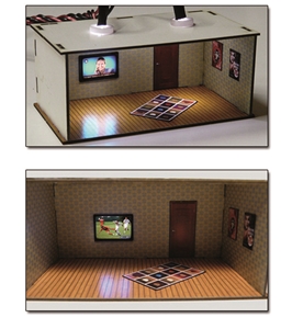 Proses - PLS-001 2 pcs Illuminated Rooms w/flat TVs News & Sports (H0/00 kit) - 1:76 Scale