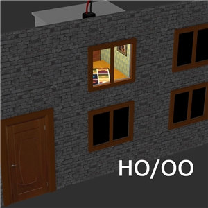 Proses - PLS-002 4 pcs Illuminated Decorated Rooms (H0/00 kit) - 1:76 Scale