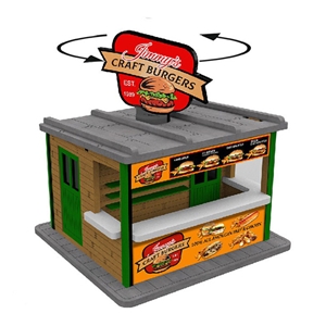 Proses - PLS-046 O Scale Jimmy's Burger Booth w/Rotating Banner and Illumination - 1:76 Scale