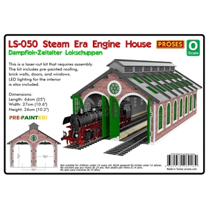 Proses - PLS-50 O Scale Dual Stall Steam Era Engine House (Pre-painted) - O Scale