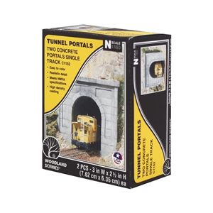 Woodland Scenics - WC1152 N Concrete Single Tunnel Portal (x2) - 1:160 Scale