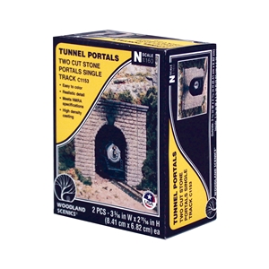 Woodland Scenics - WC1153 N Cut Stone Single Tunnel Portal (x2) - 1:160 Scale
