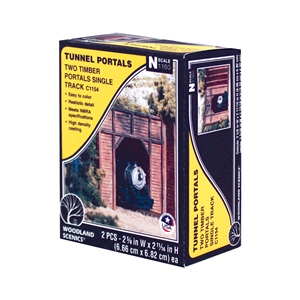 Woodland Scenics - WC1154 N Timber Single Tunnel Portal (x2) - 1:160 Scale