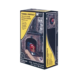 Woodland Scenics - WC1157 N Cut Stone Double Tunnel Portal (x2) - 1:160 Scale