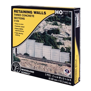 Woodland Scenics - WC1258 HO Concrete Retaining Wall (x3) - 1:87 Scale