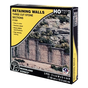 Woodland Scenics - WC1259 HO Cut Stone Retaining Wall (x3) - 1:87 Scale