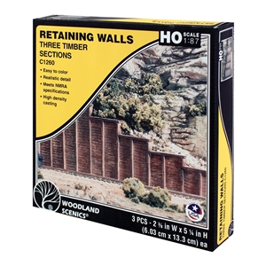 Woodland Scenics - WC1260 HO Timber Retaining Wall (x3) - 1:87 Scale