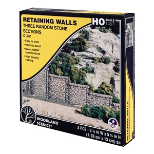 Woodland Scenics - WC1261 HO Random Stone Retaining Wall (x3) - 1:87 Scale