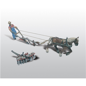 Woodland Scenics - WD210 Plow, Disc, Horse & Man - 1:87 Scale