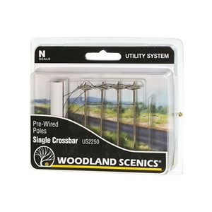 Woodland Scenics - WUS2250 N Wired Poles Single Crossbar - 1:160 Scale