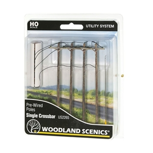 Woodland Scenics - WUS2265 HO Wired Poles Single Crossbar - 1:87 Scale