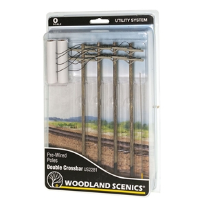 Woodland Scenics - WUS2281 O Wired Poles Double Crossbar - 1:48 Scale