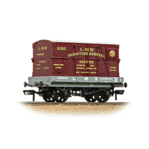 Bachmann 37-482 1 Plank Wagon LMS Grey 'Furniture Removal Service' Crimson Cont. - OO Gauge