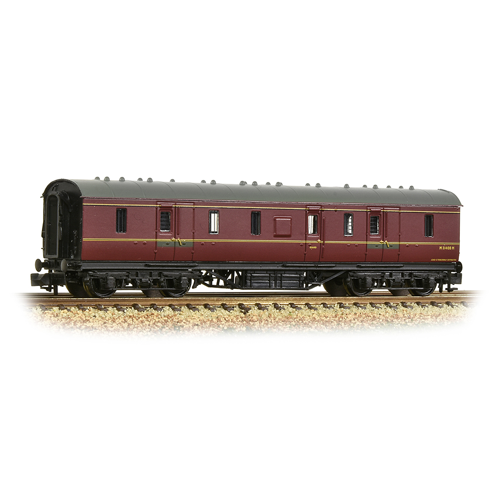 Graham Farish 374-889A LMS Stanier 50ft Full Brake BR Maroon - N Gauge