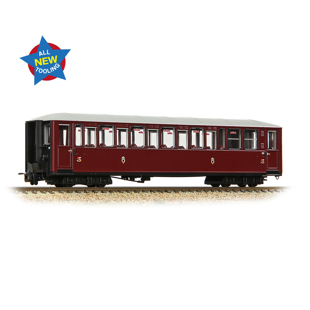 Narrow Gauge 394-101 Ffestiniog Railway 'Tin Car' Saloon Third No. 119 FR Maroon - OO9 Gauge - Image 5