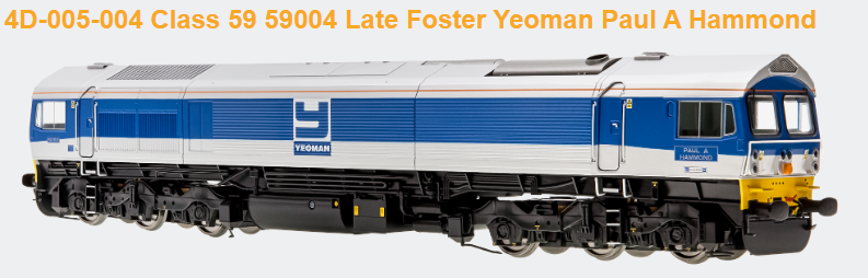 Dapol 4D-005-004 CLASS 59 59004 in LATE FOSTER YEOMAN LIVERY DCC Ready OO Gauge