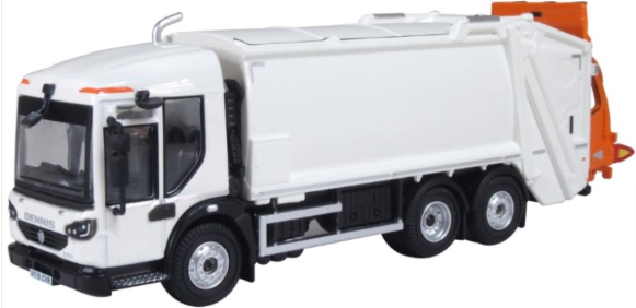OXFORD DIECAST 76DE003 Dennis Eagle Olympus Refuse Truck White - OO Gauge