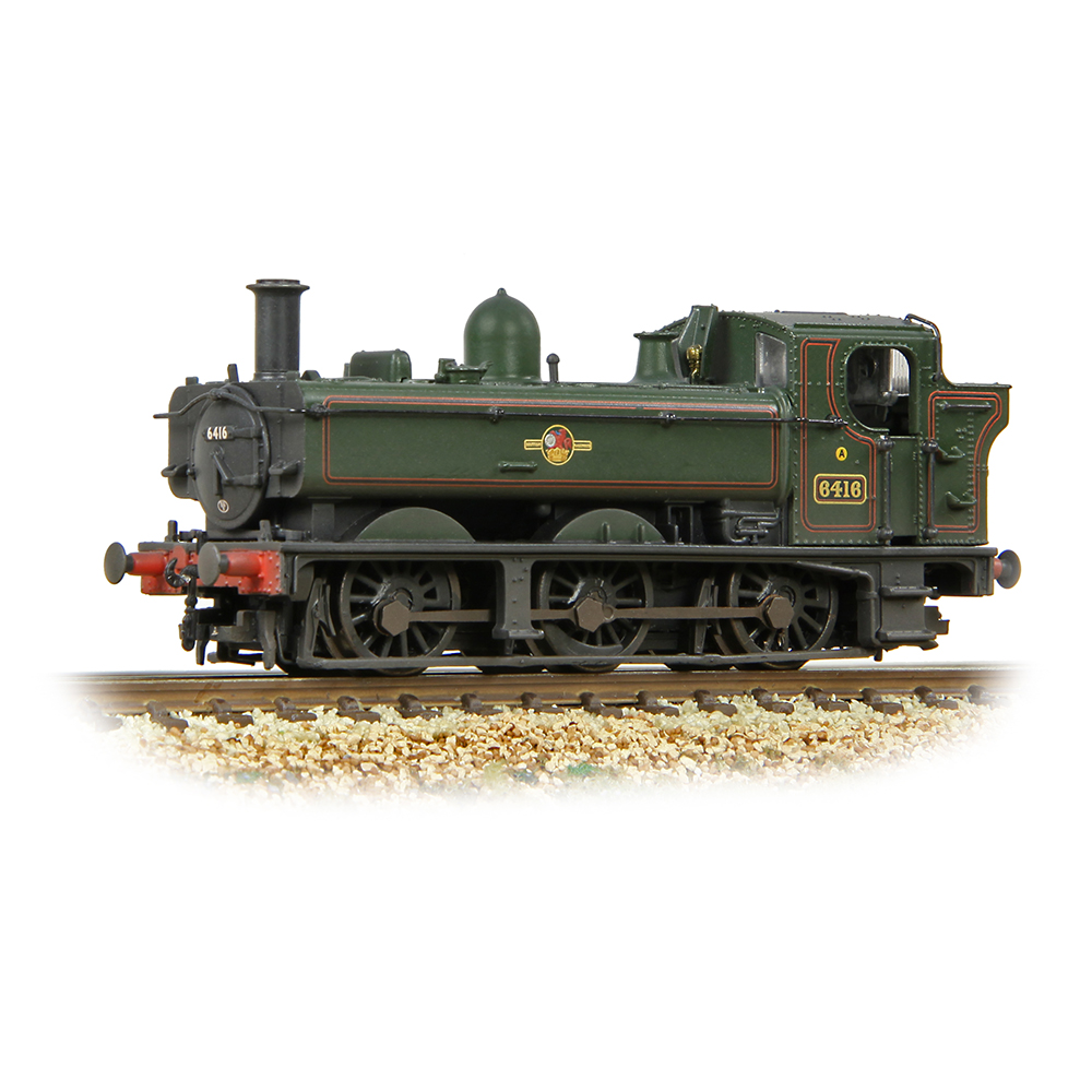 Graham Farish 371-987B - GWR 64XX Pannier Tank 6416 BR Lined Green (Late Crest) WEATHERED - N Gauge