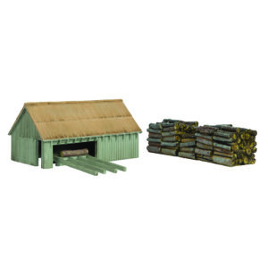 Scenecraft 44-1008 - Sawmill and Woodpile Natural Wood - OO Gauge