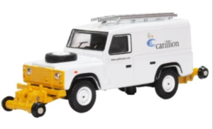 OXFORD DIECAST 76ROR007 Rail/Road Land Rover Defender Carillion - OO Gauge