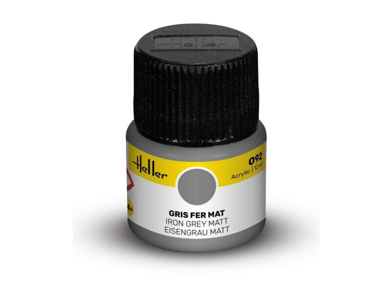 Heller HEL9092 - 092 Iron Grey Matt Acrylic Paint 12ml - Rainbow Railways