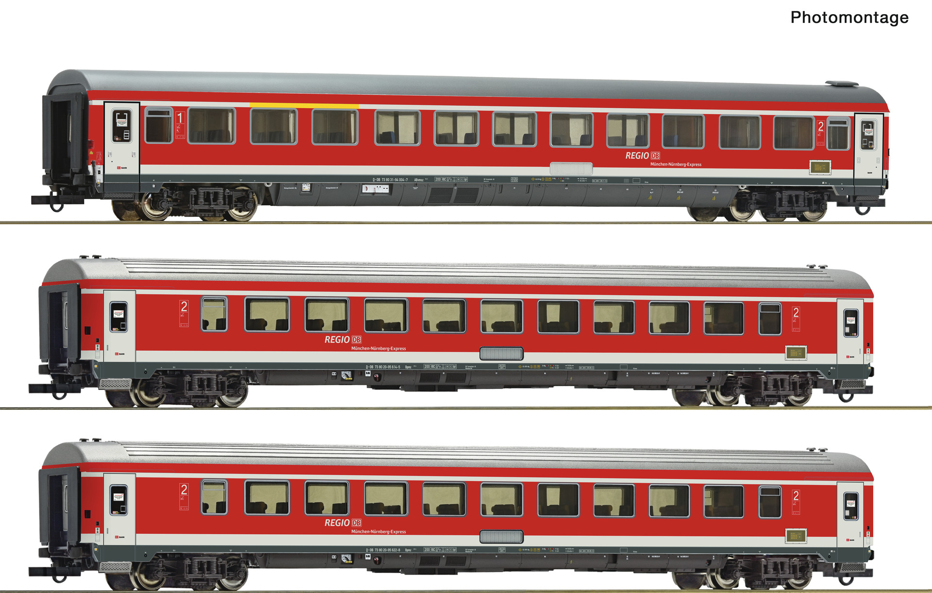Roco Rgsbrblk Roco RC6200096 - *DBAG RE Abvmsz/Bpmz MUC-NBG Coach Set (3) VI ...