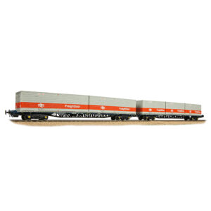 Bachmann 38-625A BR FGA Outer Flats 2-Pack BR Blue, 5 x Type L/N Freightliner Conts. - OO Gauge