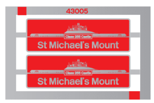 43005 St Michael's Mount etched nameplates OO Gauge