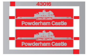 43016 Powderham Castle etched nameplates OO Gauge