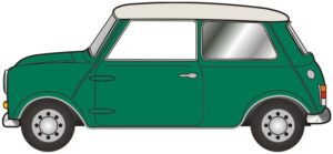 Oxford Diecast 120MN003 Mini Almond Green/Old English White  - 1:120 Scale