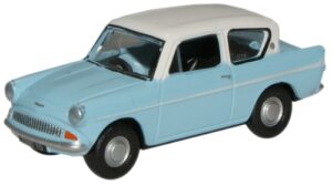 Oxford Diecast 76105007 Ford Anglia - Lt.Blue/Ermine White  - 1:76 Scale