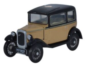 Oxford Diecast 76ASS001 Austin Seven RN Saloon - Fawn  - 1:76 Scale