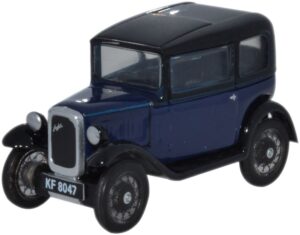 Oxford Diecast 76ASS002 Austin Seven RN Saloon - Lt Royal Blue  - 1:76 Scale