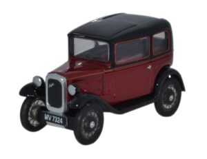 Oxford Diecast 76ASS003 Austin Seven RN Saloon - Maroon  - 1:76 Scale