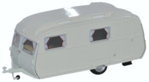 Oxford Diecast 76CC001 Carlight Continental Caravan Light Grey  - 1:76 Scale