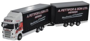 Oxford Diecast 76DBU002 Scania Topline Drawbar - A. Pettifor & Son  - 1:76 Scale