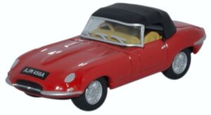 Oxford Diecast 76ETYP011 Jaguar E Type DHC Closed - Carmen Red  - 1:76 Scale
