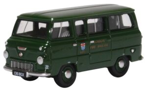 Oxford Diecast 76FDE016 Ford 400E Minibus London Fire Brigade (Gre  - 1:76 Scale