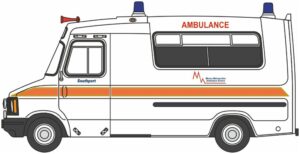 Oxford Diecast 76HAN001 Bedford CF Hanlon Ambulance Merseyside Ambulance Service - 1:76 Scale