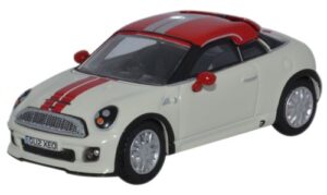 Oxford Diecast 76MC001 Mini Coupe - Pepper White and Chilli Red  - 1:76 Scale