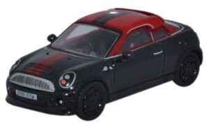 Oxford Diecast 76MC002 Mini Coupe - Midnight Black/Red  - 1:76 Scale