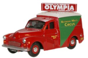 Oxford Diecast 76MM058 Morris Minor Van - Bertram Mills Circus  - 1:76 Scale