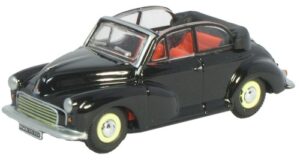 Oxford Diecast 76MMC002 Morris Minor Soft Top Open - Black  - 1:76 Scale