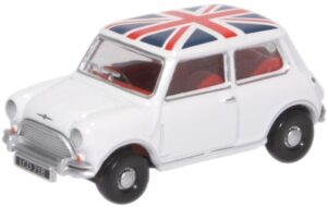 Oxford Diecast 76MN011 Austin Mini Cooper White Union Jack  - 1:76 Scale