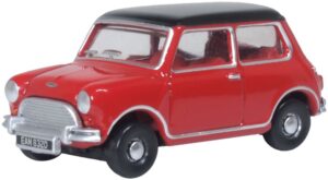 Oxford Diecast 76MN012 Austin Cooper Mini Tartan Red/Black  - 1:76 Scale