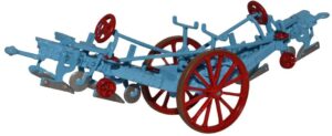 Oxford Diecast 76PL001 Fowler Plough Blue and Red  - 1:76 Scale