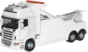 Oxford Diecast 76SCA03REC Scania Topline Recovery Truck -Plain White With light bar - 1:76 Scale