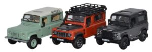 Oxford Diecast 76SET47 Set 3Pce - Land Rover Defender Heritage  - 1:76 Scale